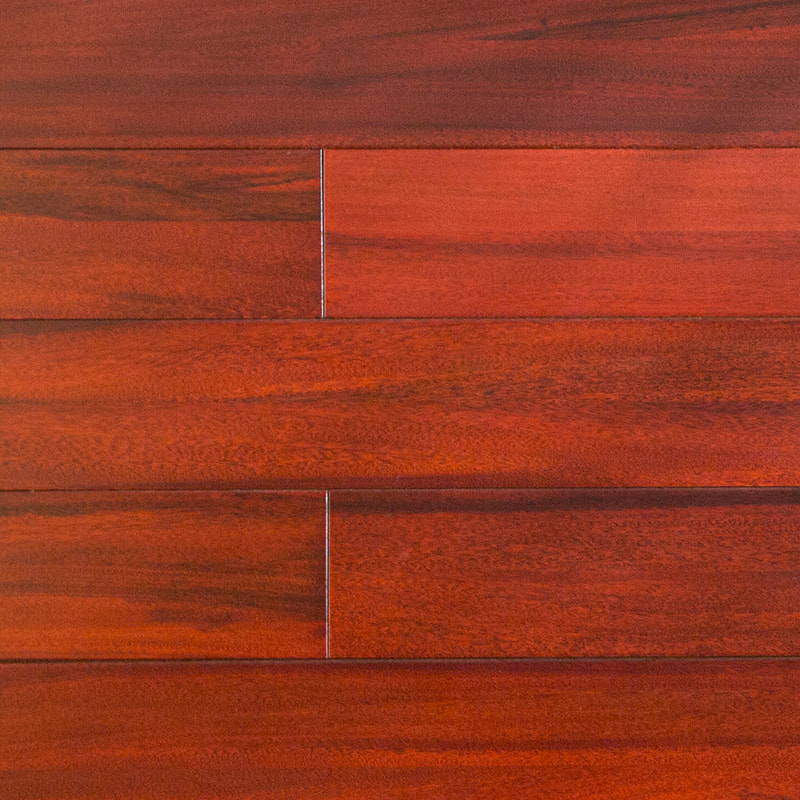Padauk Deep Red Brown High Gloss Solid Wood Flooring