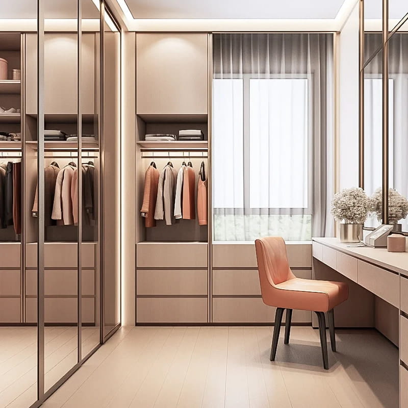 Versailles Minimalist Touch-Matte Illuminated Walk-in Closet